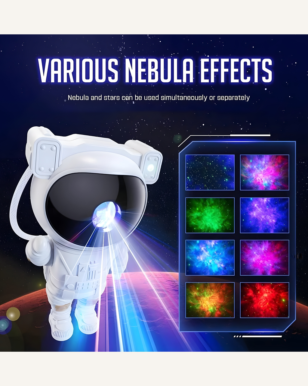 Astronaut Galaxy Projector - 360 Magnetic Head Rotation + Remote Control
